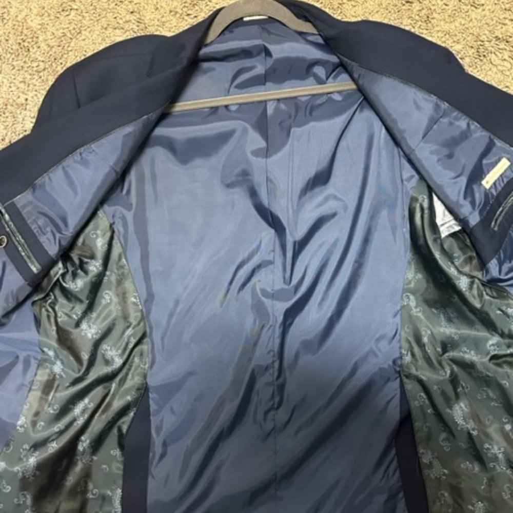 Mens 50R Slim Fit Joseph Abboud Navy Blazer Suit Jacket - Picture 2 of 9